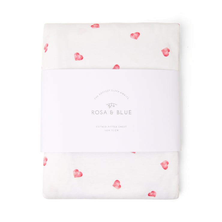 Cotbed Fitted Sheet - Heart