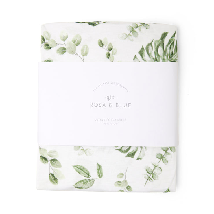 Cotbed Fitted Sheet - Signature Leaf