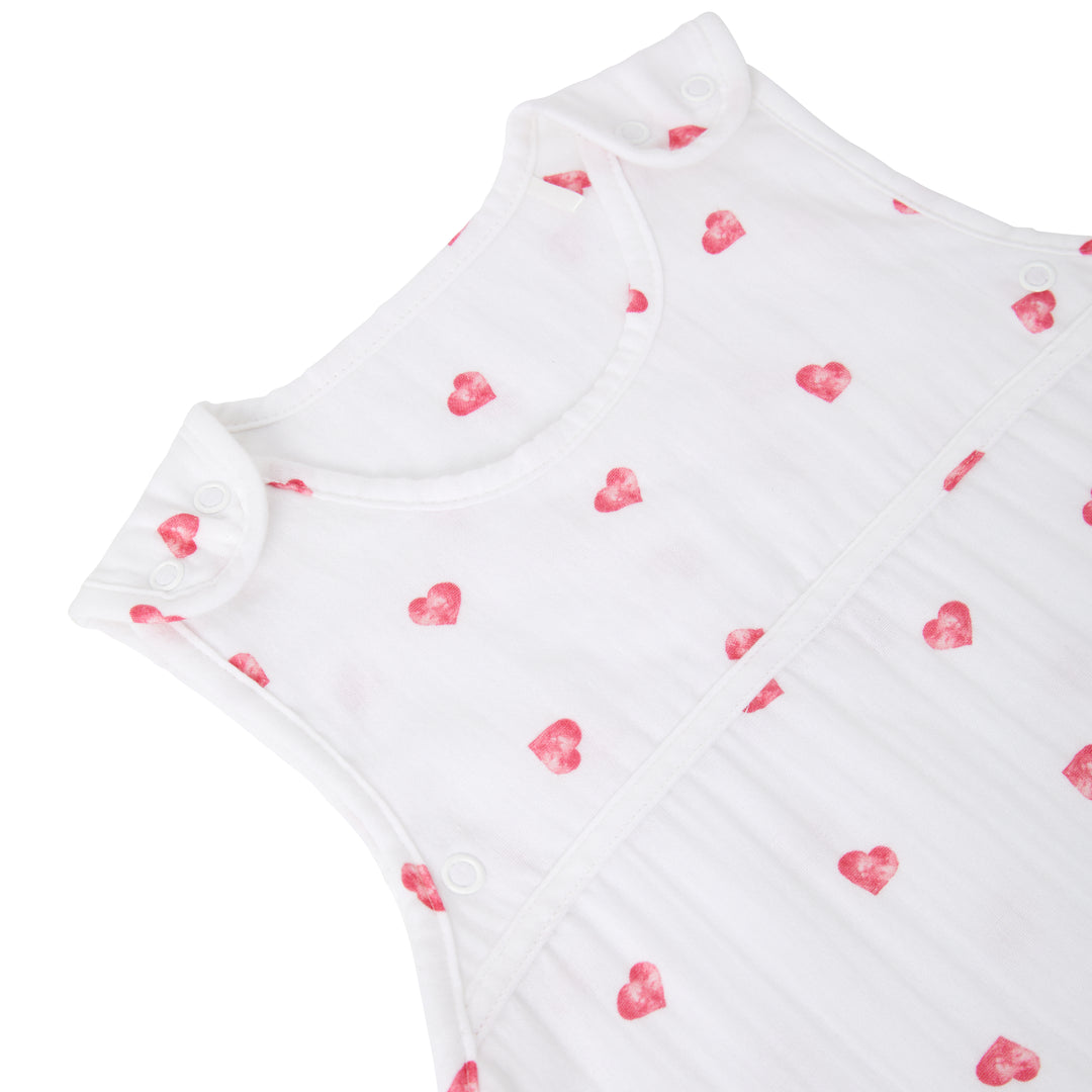 Muslin Sleeping Bag 0.5 TOG - Pink Heart
