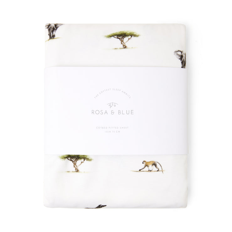 Cotbed Fitted Sheet - Safari