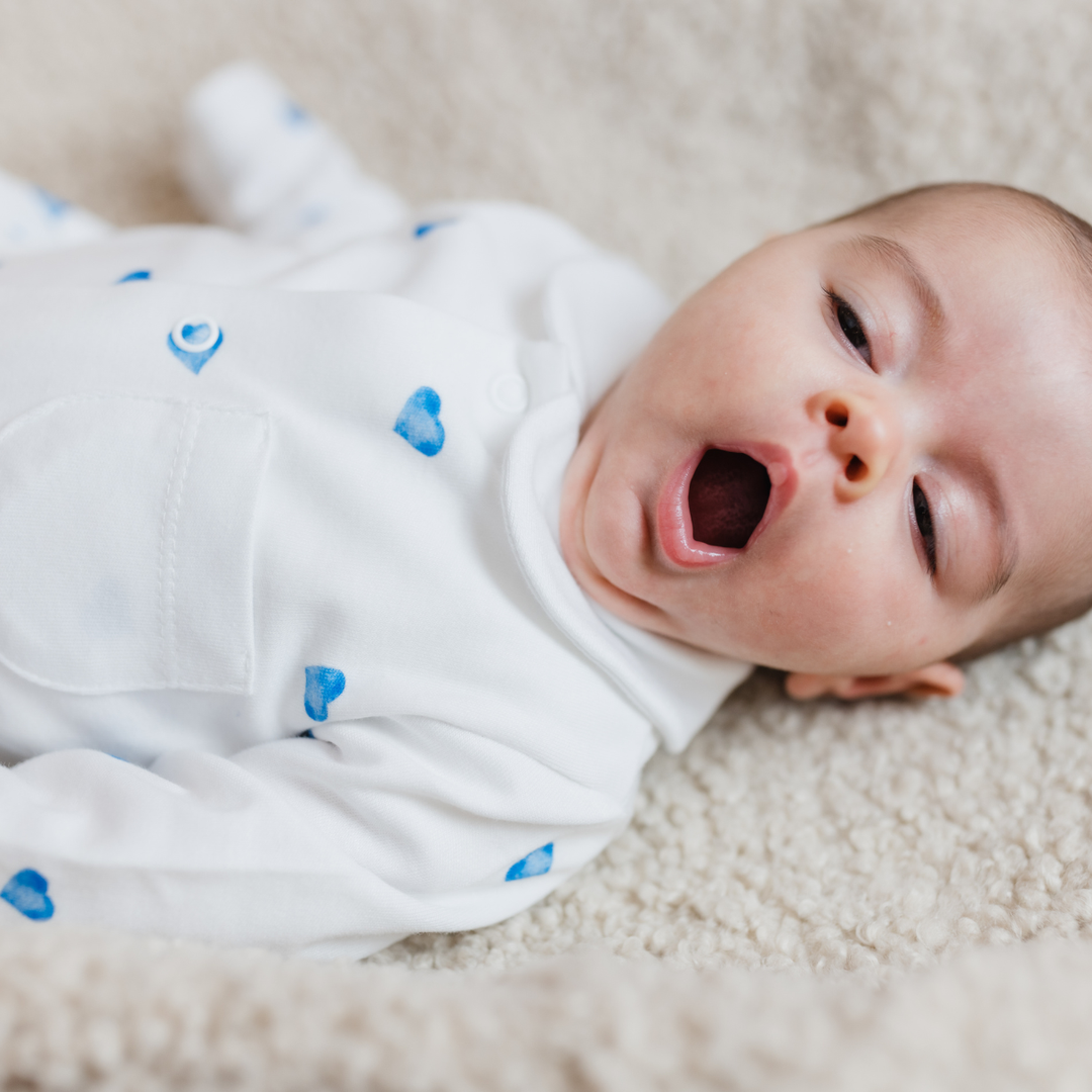 Sleepsuit with Collar - Blue Heart