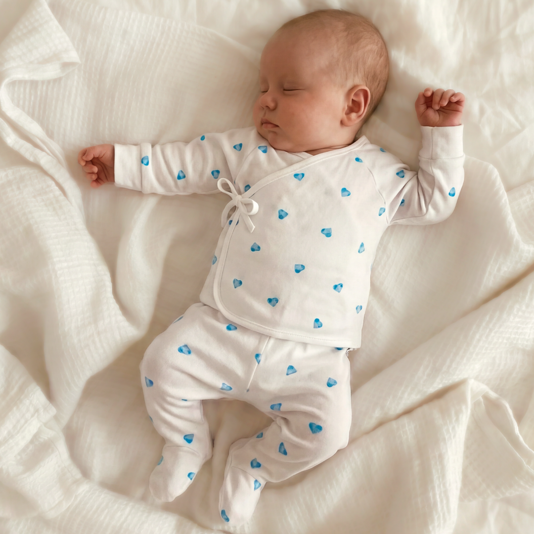 Wrap-over 2 Piece Set - Blue Heart
