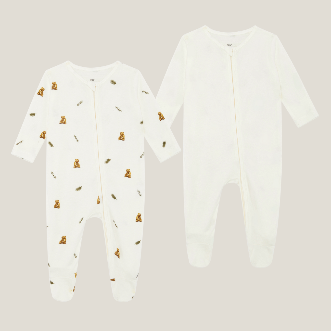 Brown Bear 2 Pack Sleepsuits