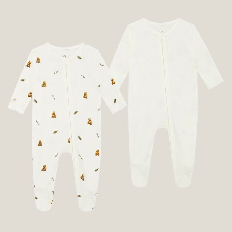 Brown Bear 2 Pack Sleepsuits