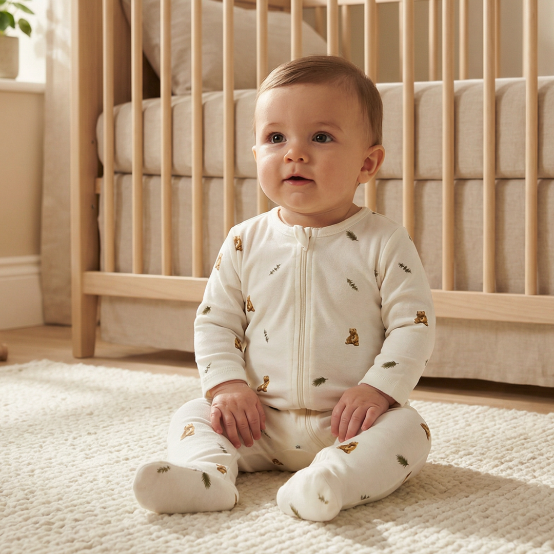 Sleepsuit 2 Pack - Brown Bear/ Warm White