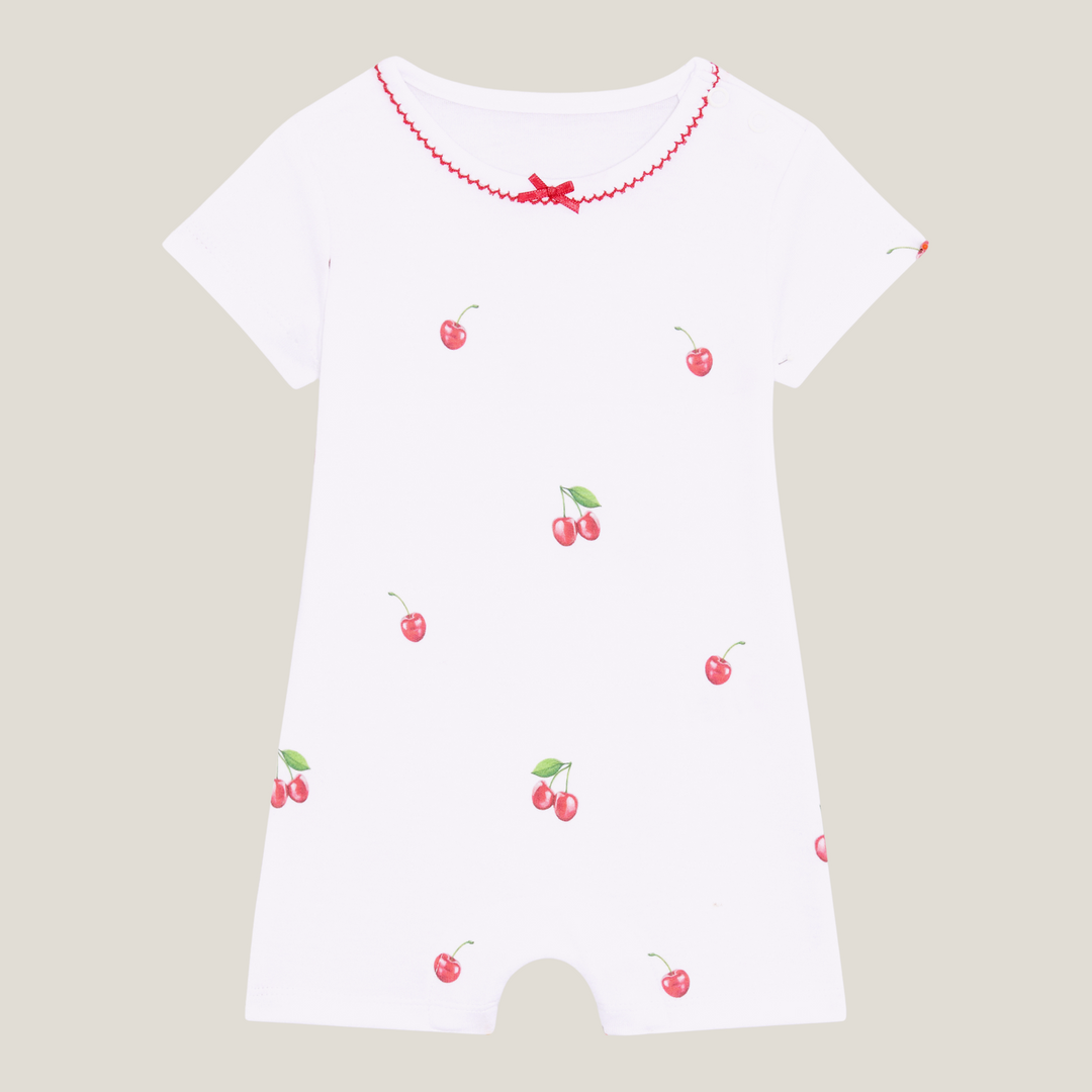 Romper with Trim - Cherry