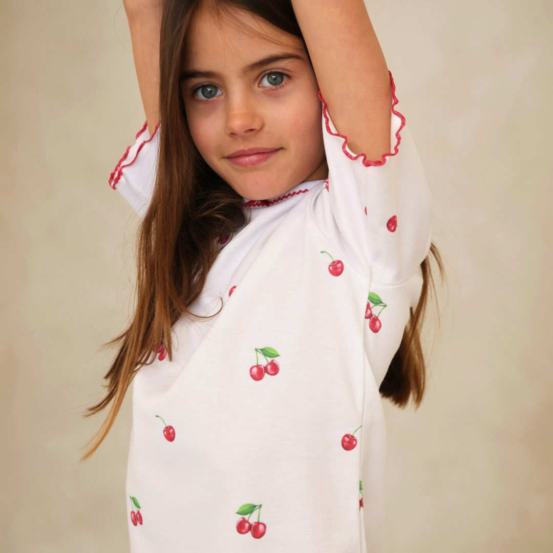 Summer Pyjamas with Frill - Cherry