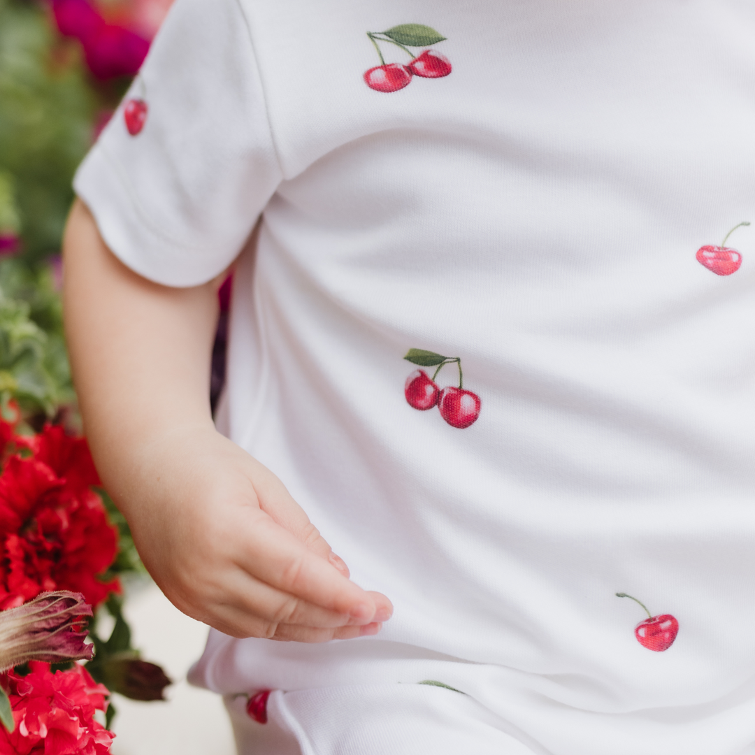 Romper with Trim - Cherry