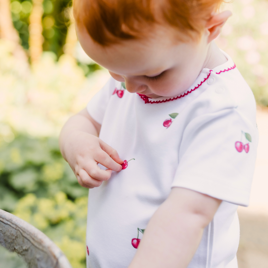 Romper with Trim - Cherry