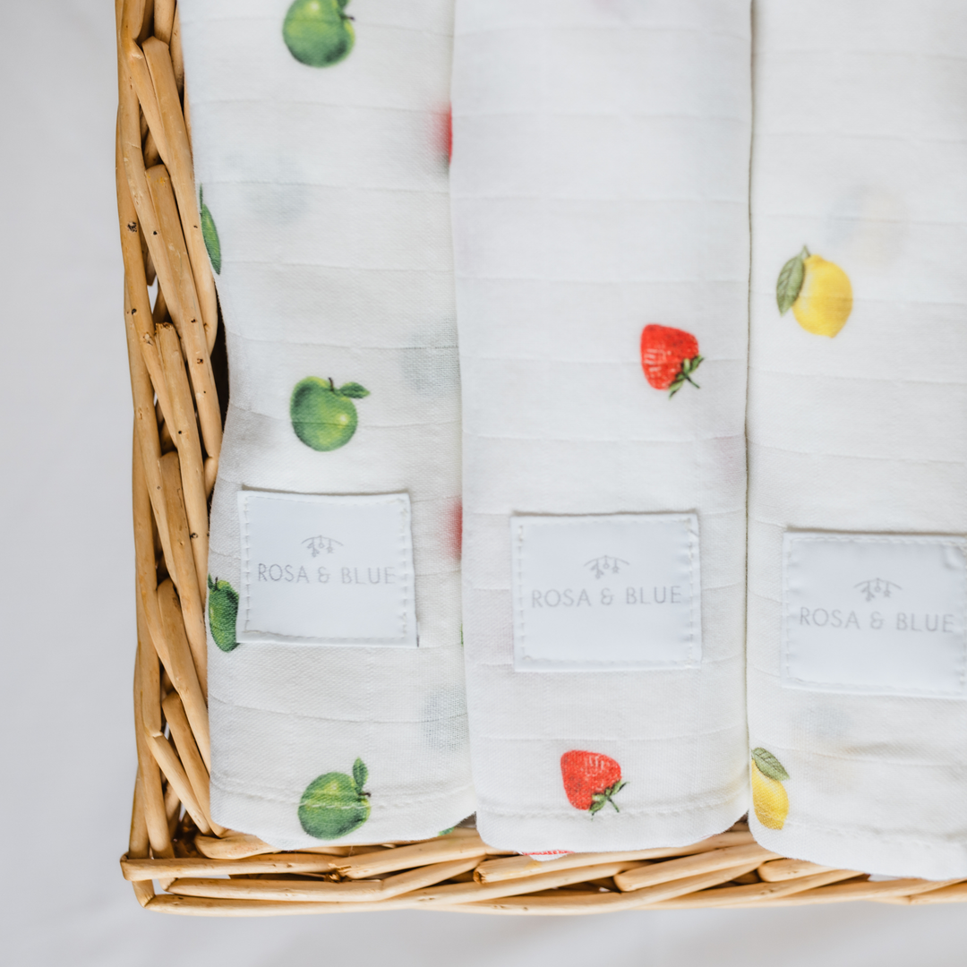 Bamboo Muslin Gift Set - Fruit Trio