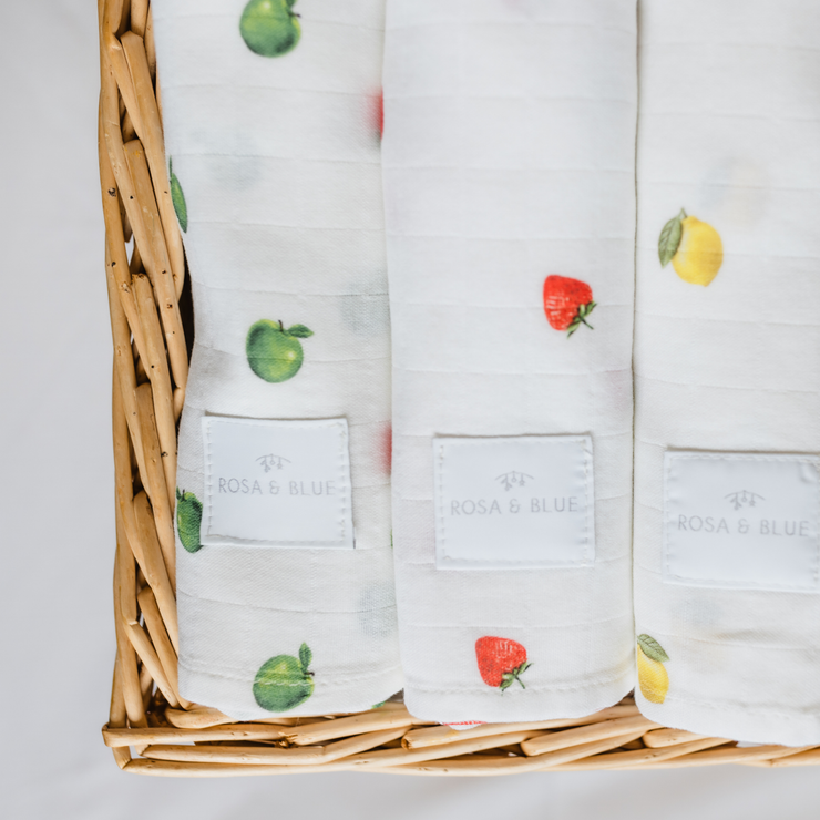 Bamboo Muslin Gift Set - Fruit Trio