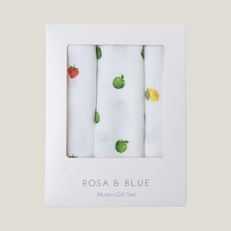 Bamboo Muslin Gift Set - Fruit Trio