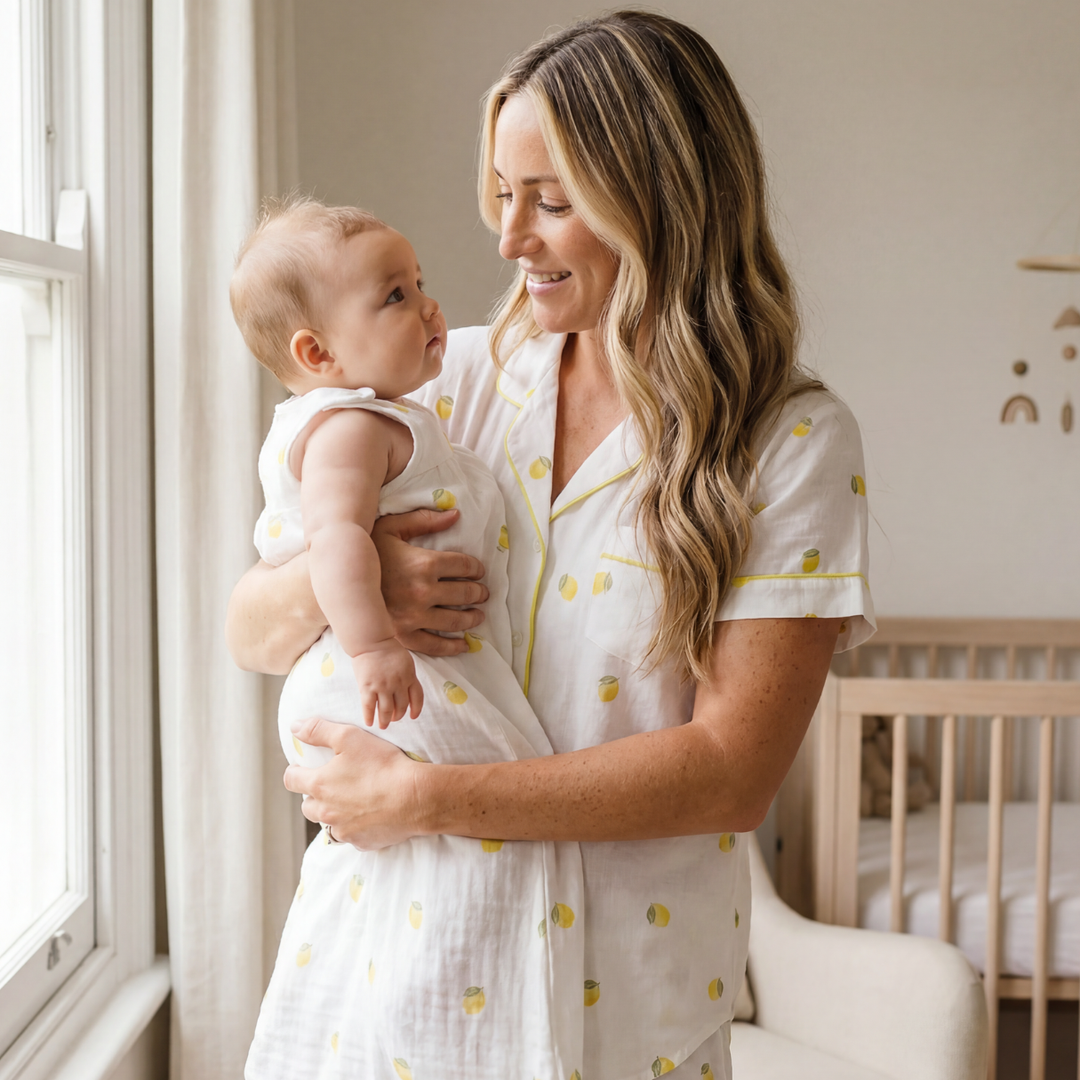 Women's Muslin Summer Pyjamas - Lemon