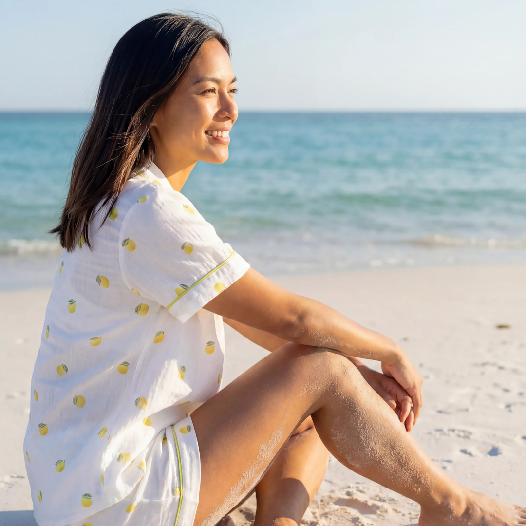 (PRE-ORDER) Women's Muslin Summer Pyjamas - Lemon