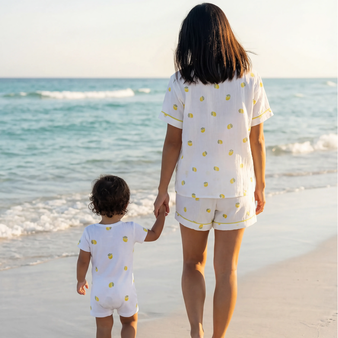 (PRE-ORDER) Women's Muslin Summer Pyjamas - Lemon