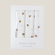 Bamboo Muslin Gift Set - Neutral Heart