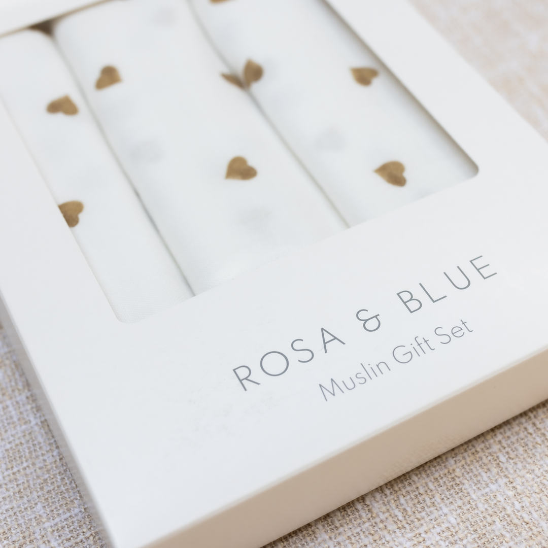 Bamboo Muslin Gift Set - Neutral Heart