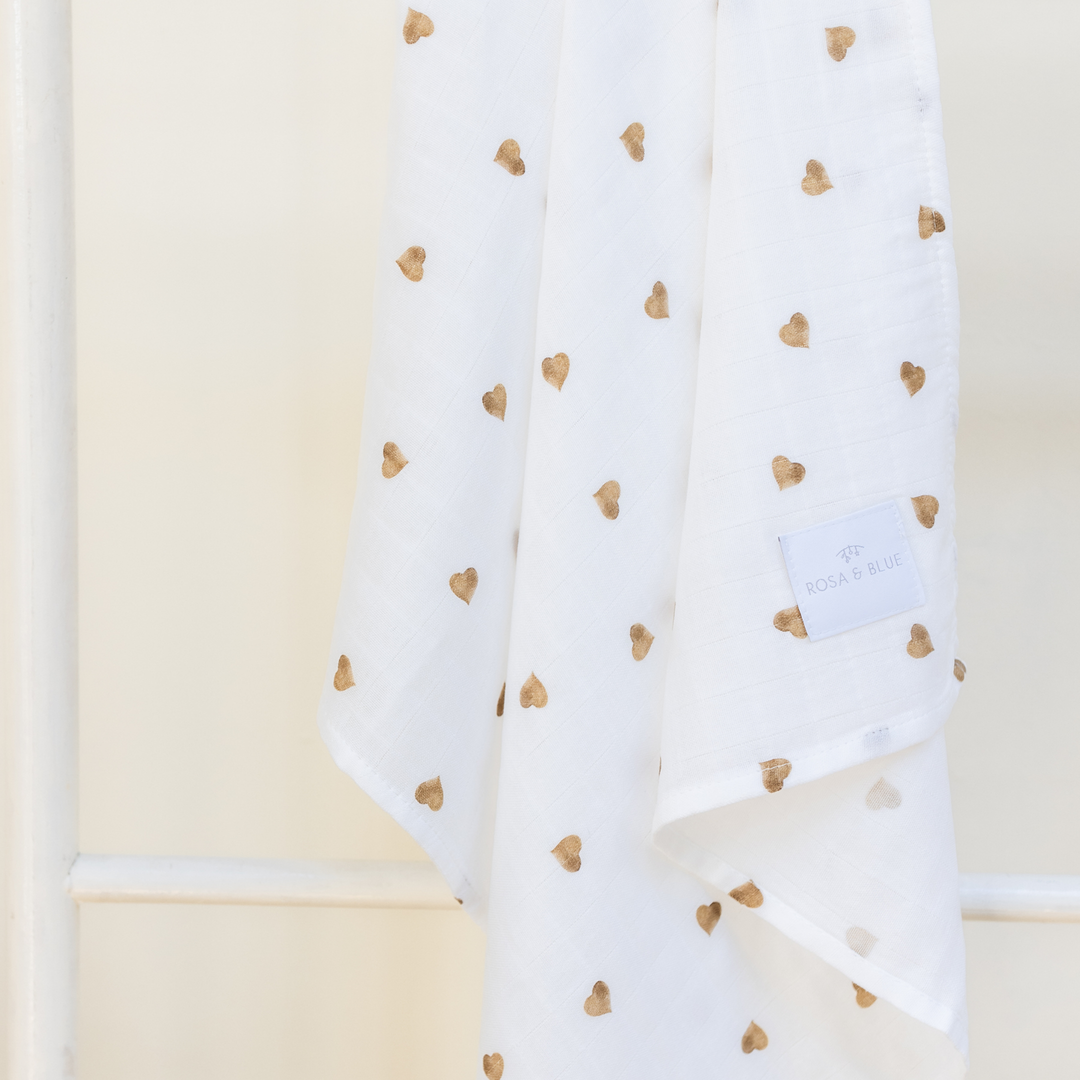 Bamboo Muslin Gift Set - Neutral Heart