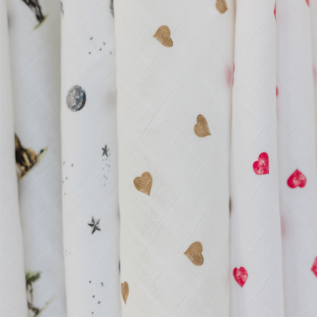 Bamboo Muslin Gift Set - Neutral Heart