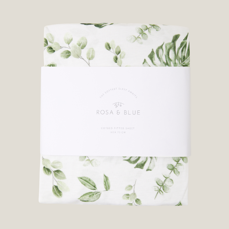 Cotbed Fitted Sheet - Signature Leaf