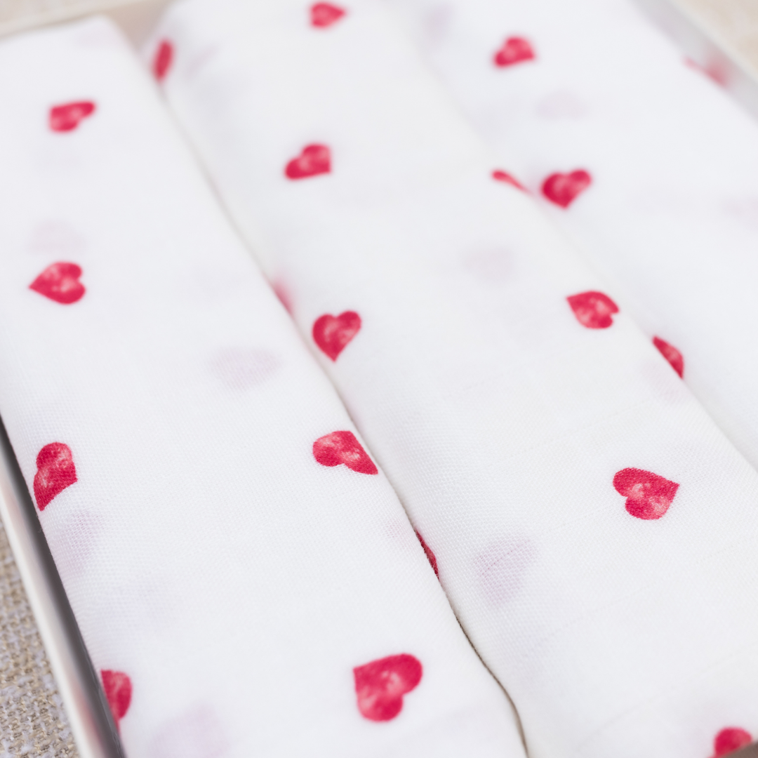 Bamboo Muslin Gift Set - Pink Heart