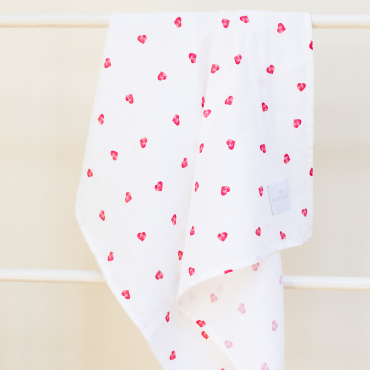 Bamboo Muslin Gift Set - Pink Heart