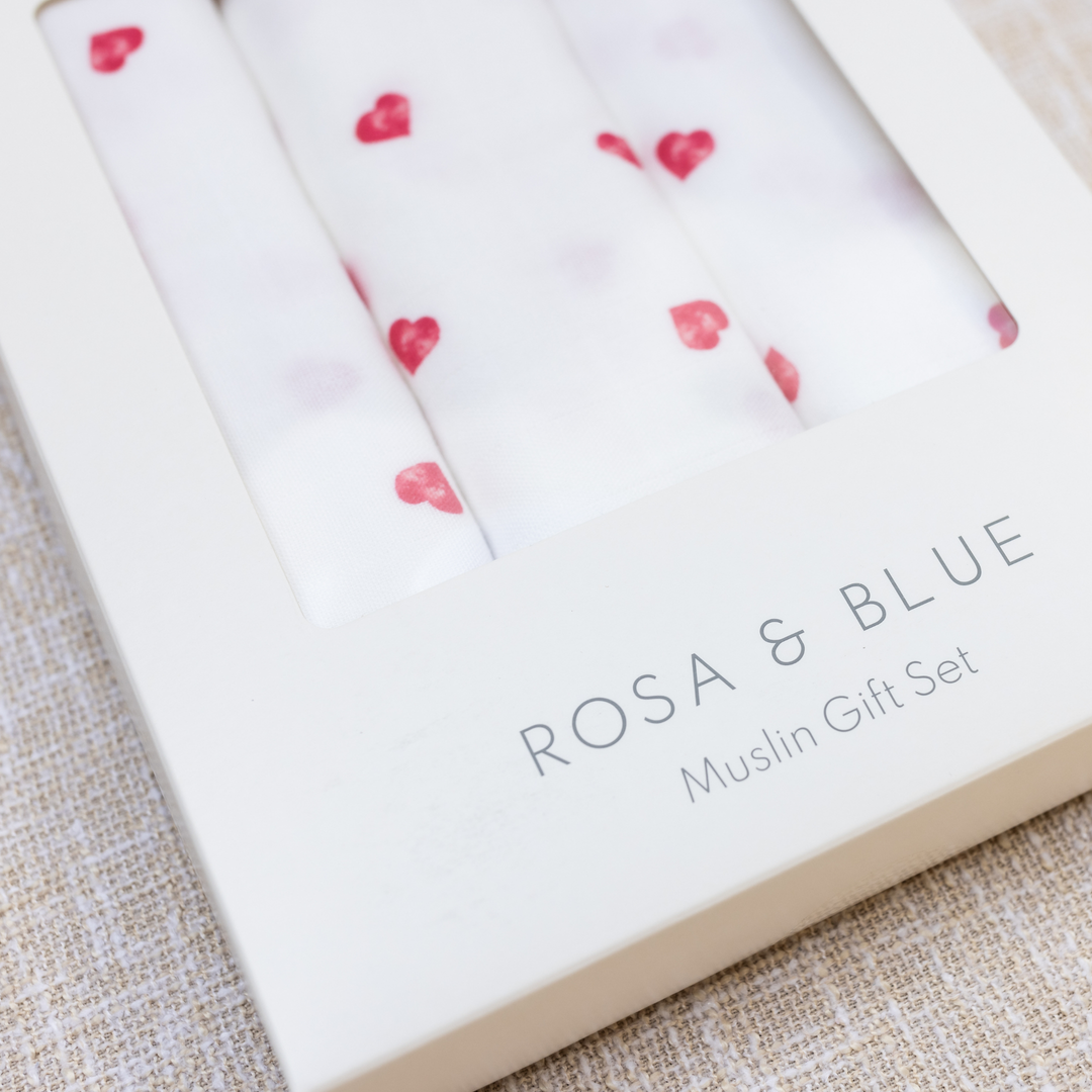 Bamboo Muslin Gift Set - Pink Heart