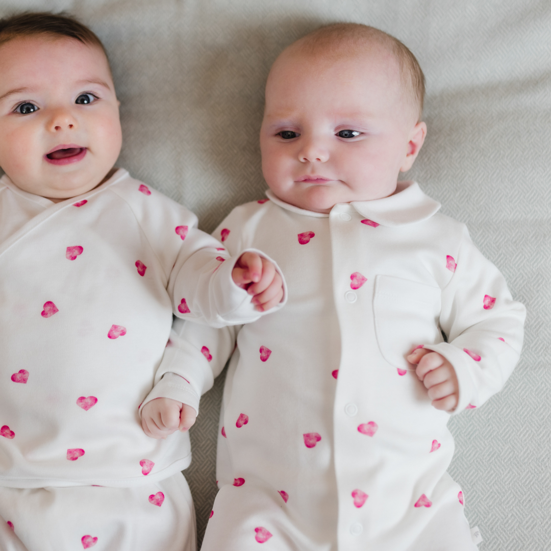 Sleepsuit with Collar - Pink Heart