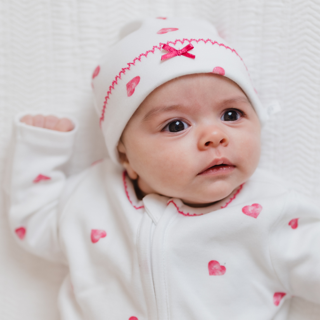 Hat with Trim - Pink Heart
