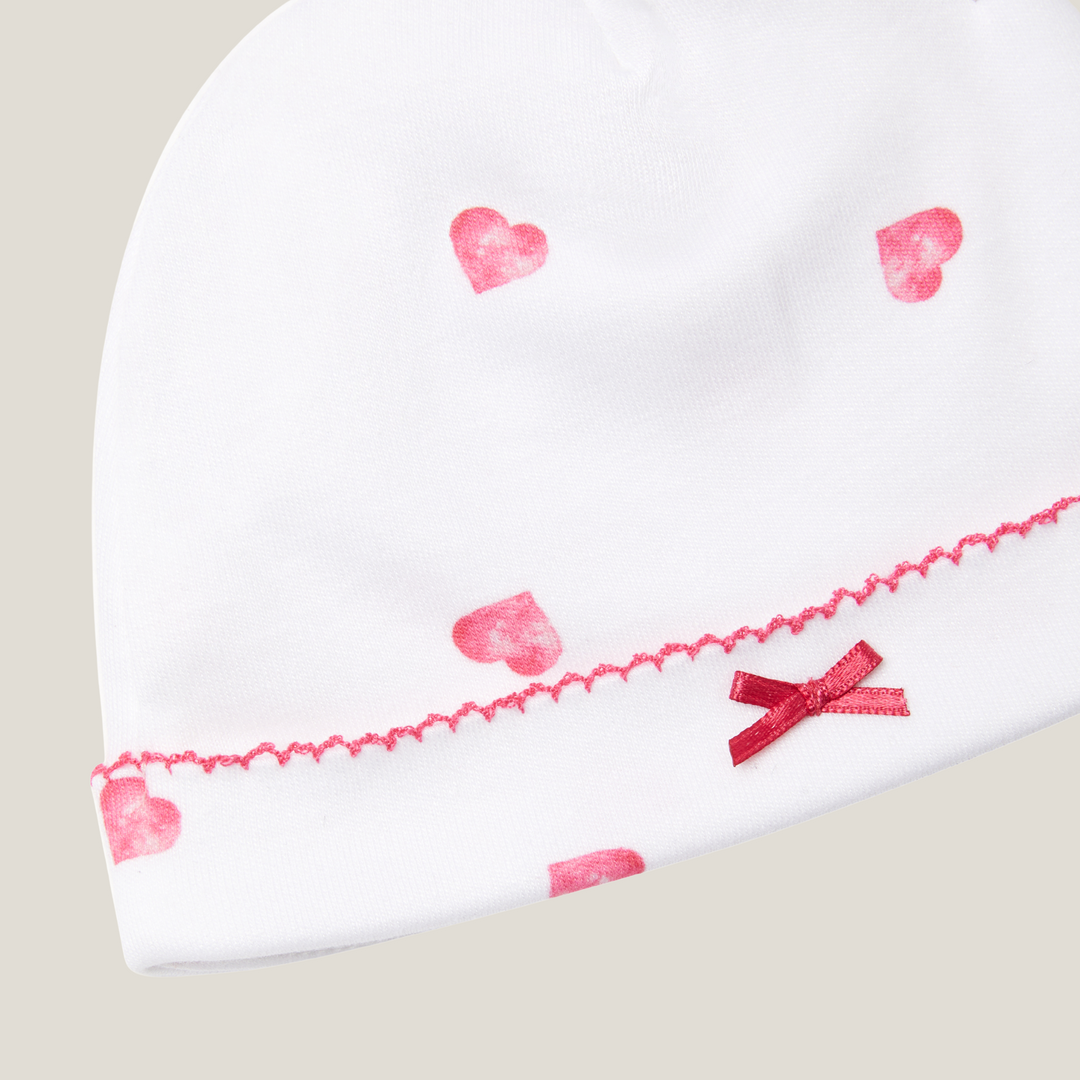 Hat with Trim - Pink Heart