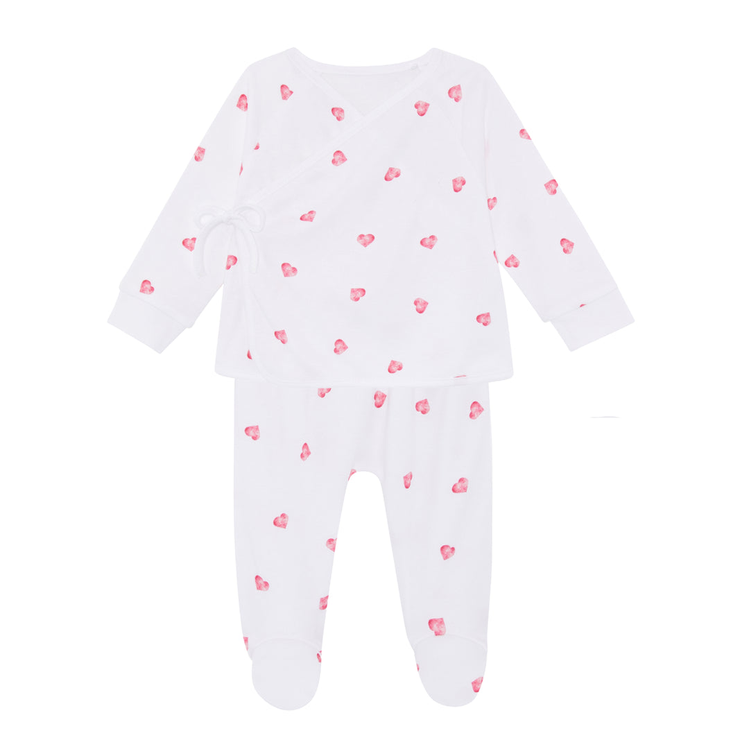 Wrap-over 2 Piece Set - Pink Heart