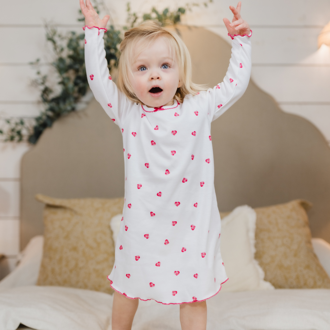 Long Sleeve Nightdress - Pink Heart