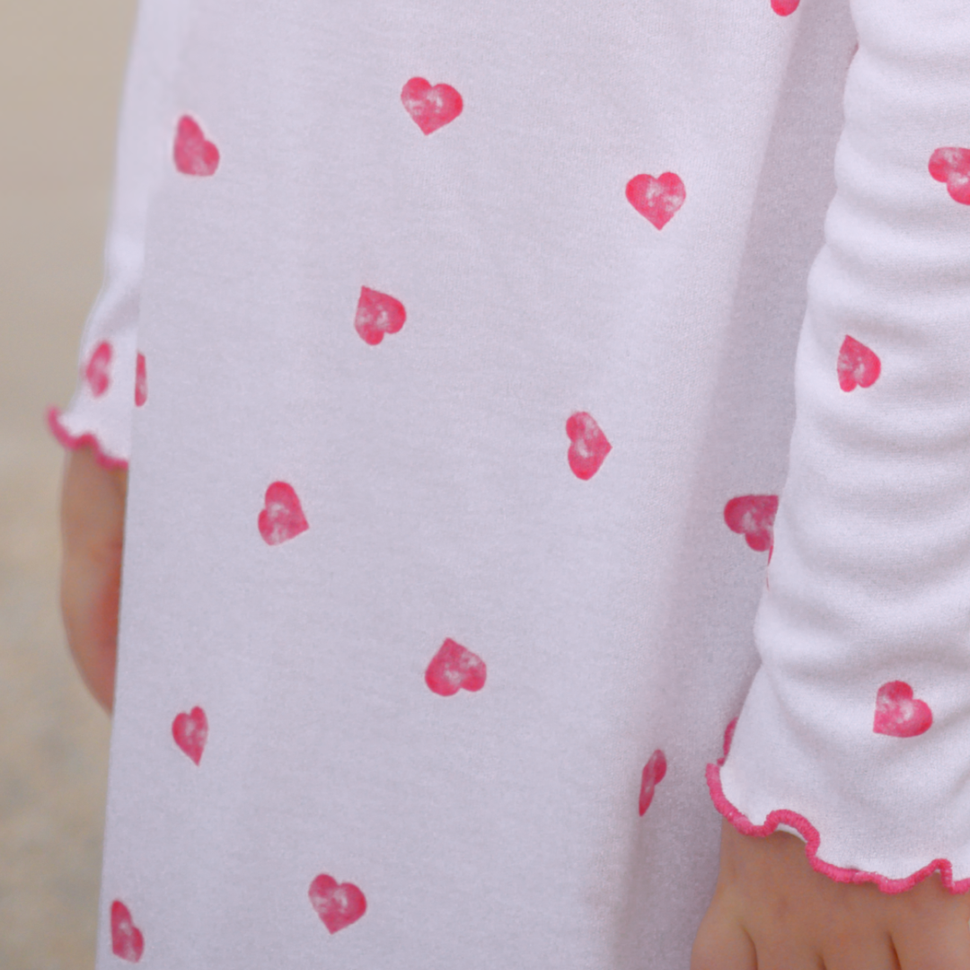 Long Sleeve Nightdress - Pink Heart