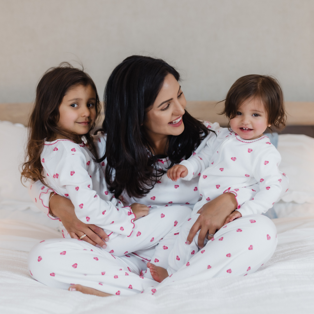 Sleepsuit with Trim - Pink Heart