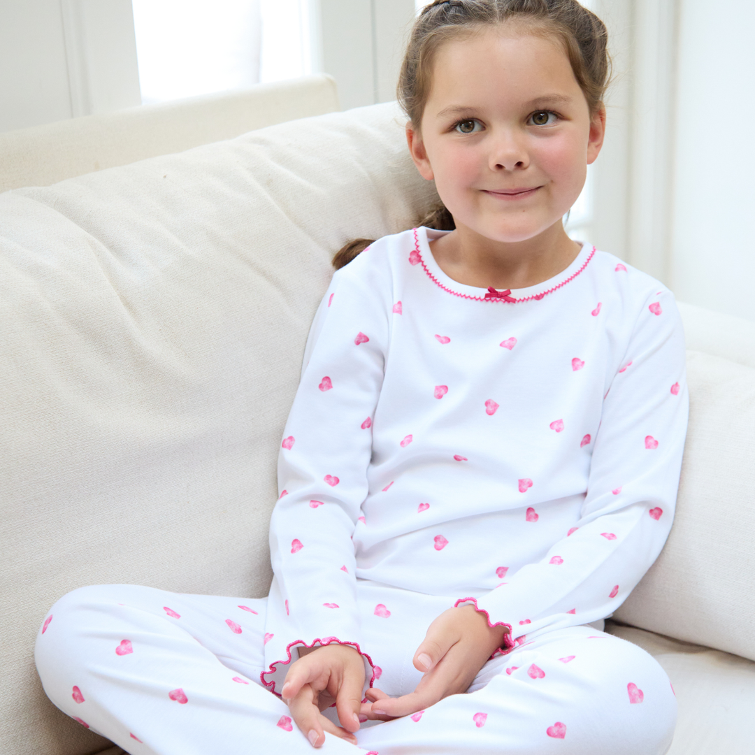 Pyjamas with Frill - Pink Heart
