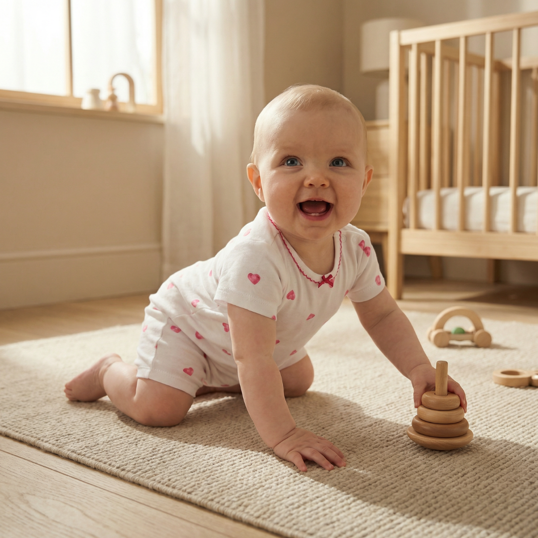 Romper with Trim - Pink Heart
