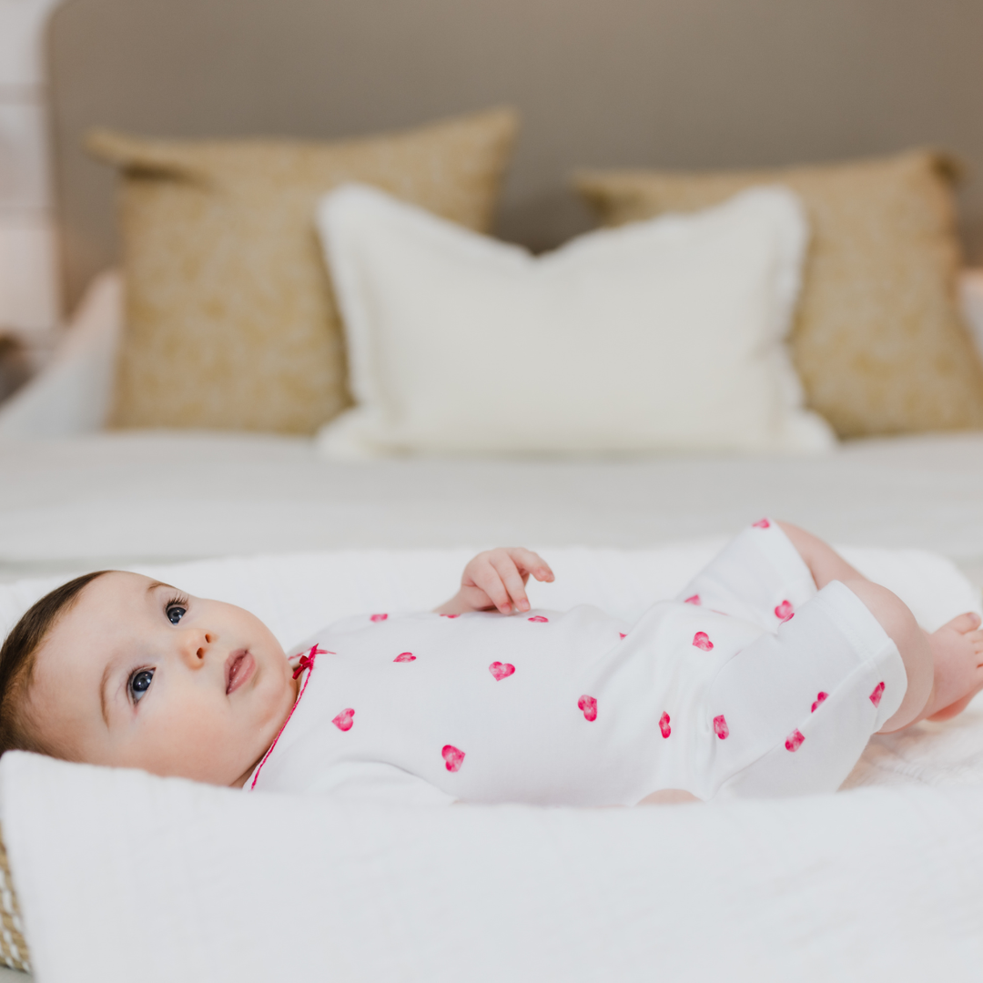 Romper with Trim - Pink Heart