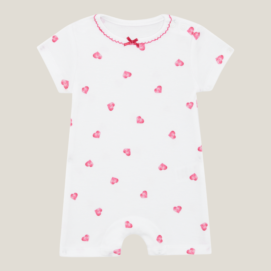 Romper with Trim - Pink Heart