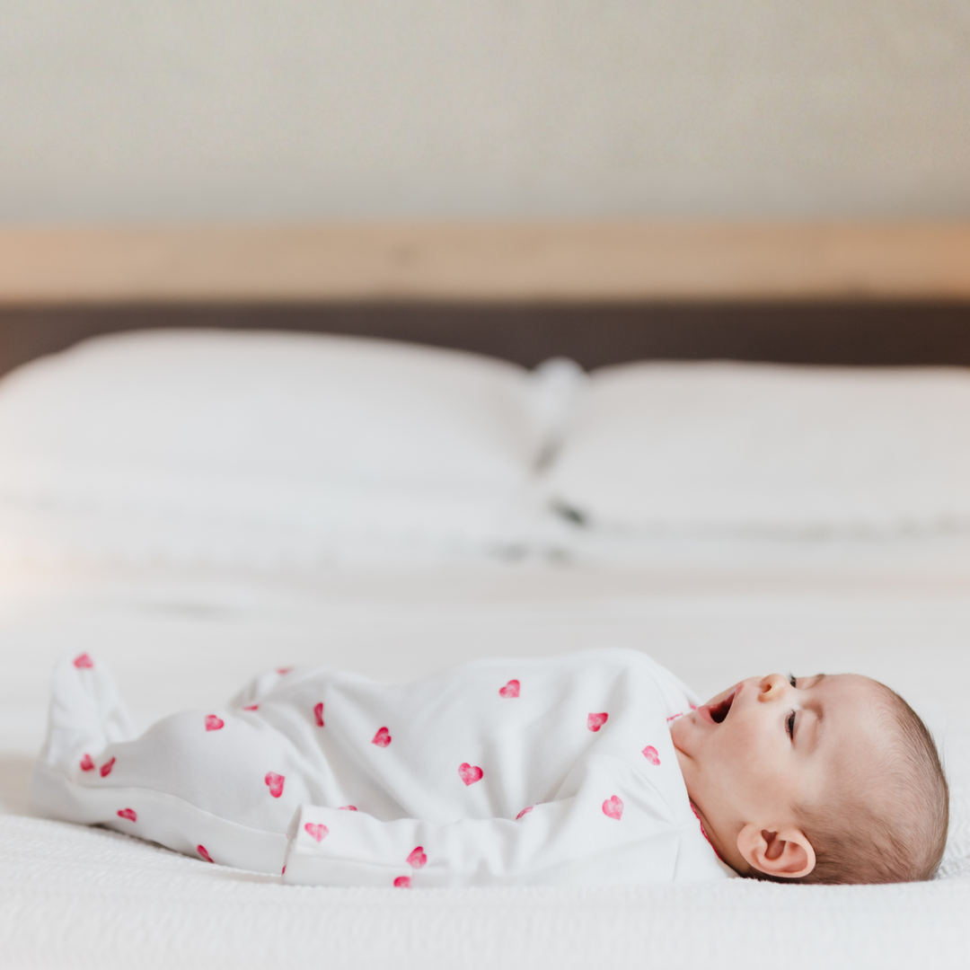 Sleepsuit with Trim - Pink Heart