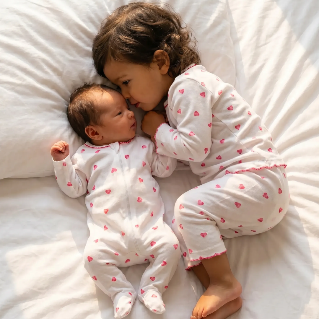 Pyjamas with Frill - Pink Heart