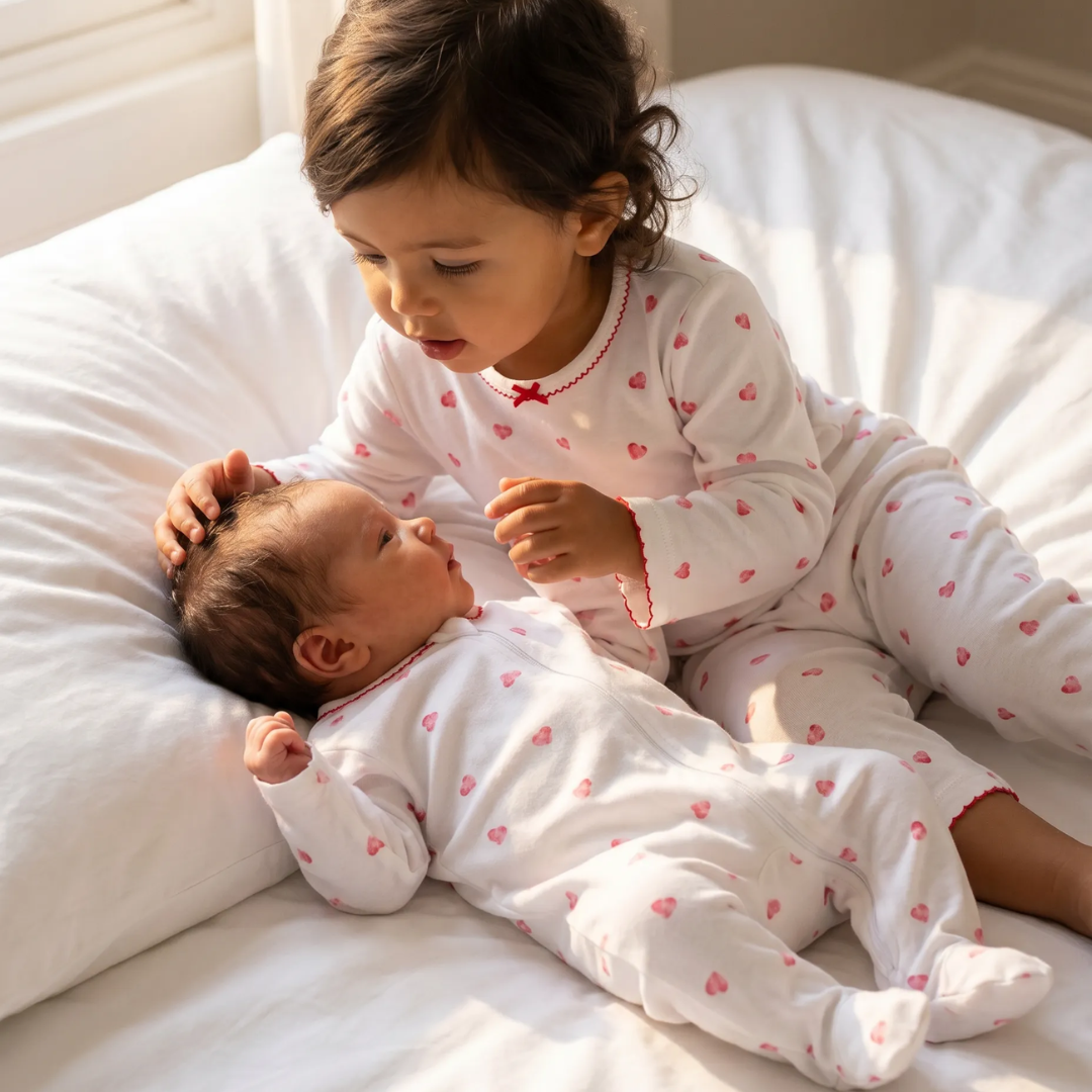 Pyjamas with Frill - Pink Heart