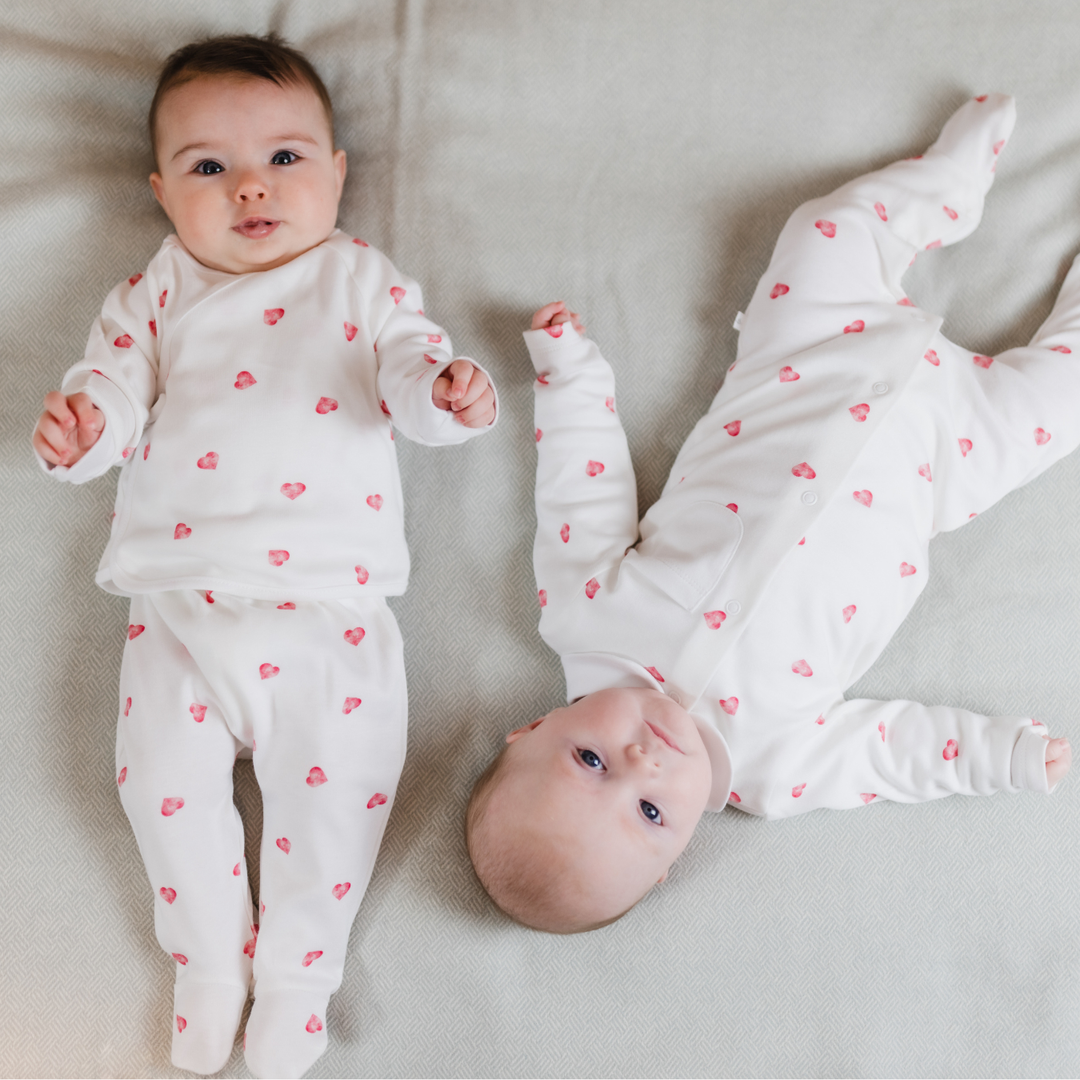 Wrap-over 2 Piece Set - Pink Heart