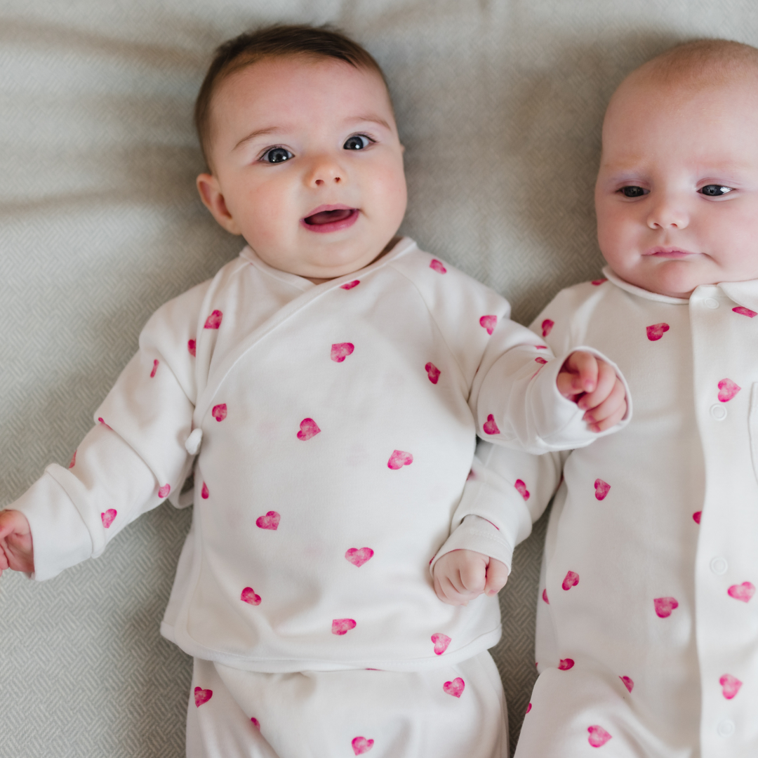 Wrap-over 2 Piece Set - Pink Heart