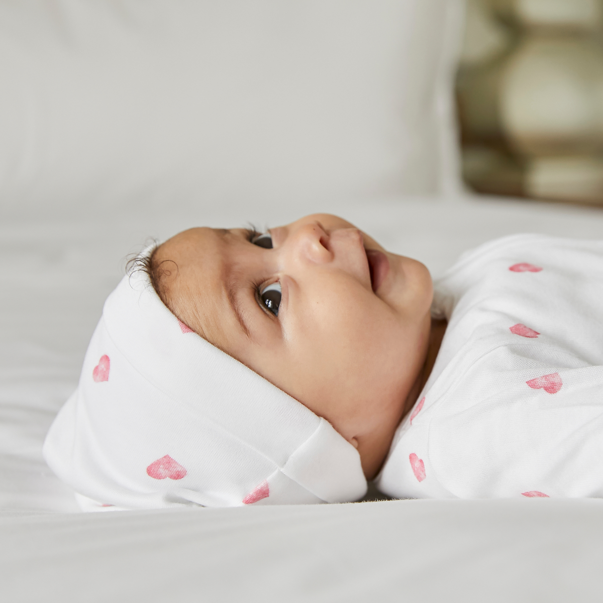 Hat - Pink Heart - 3-6m