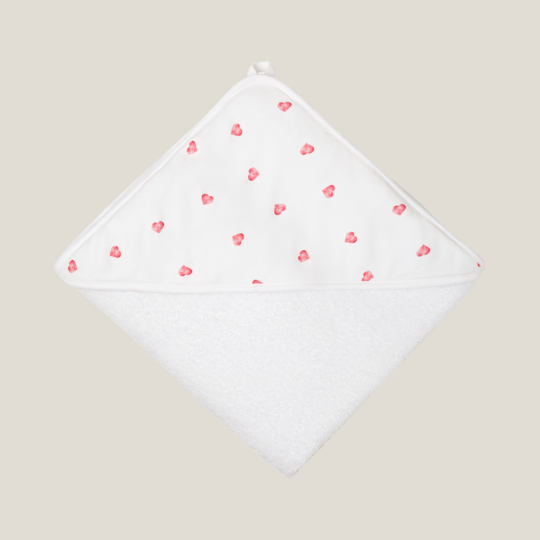Large Hooded Towel - Pink Heart