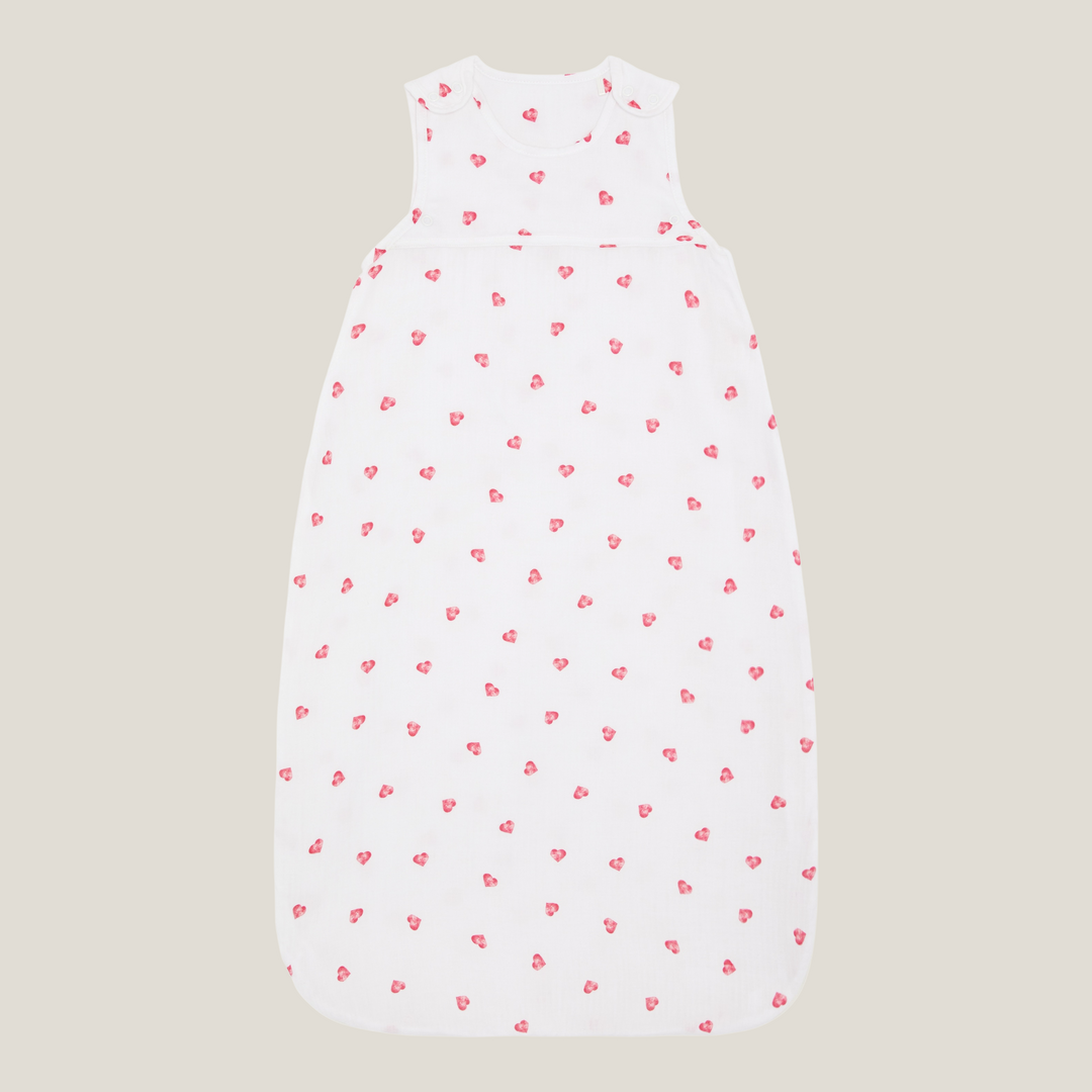 Muslin Sleeping Bag 0.5 TOG - Pink Heart