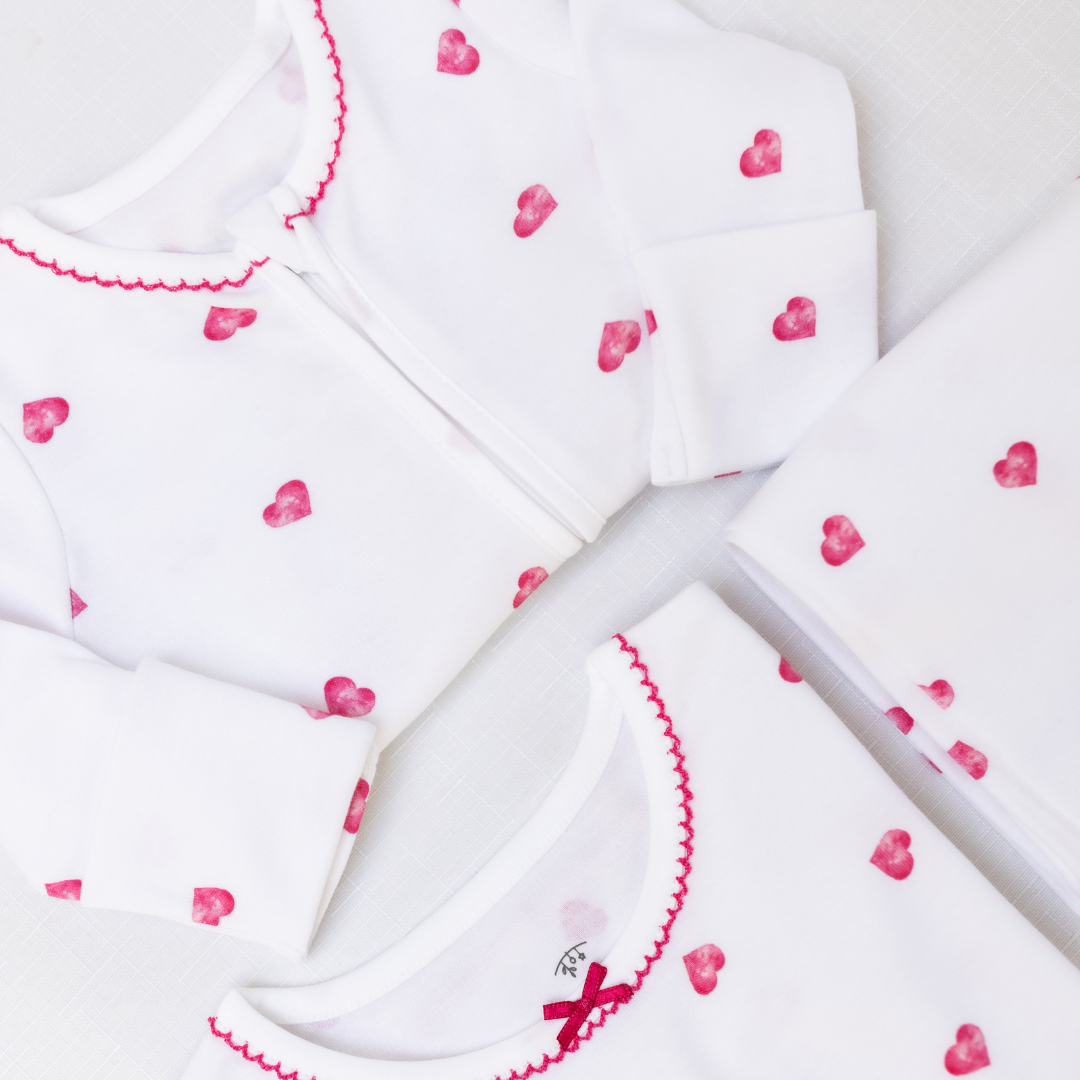 Pink Heart Sleepsuit and Pyjamas