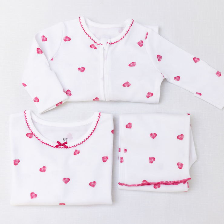 Pink Heart Sleepsuit and Pyjamas