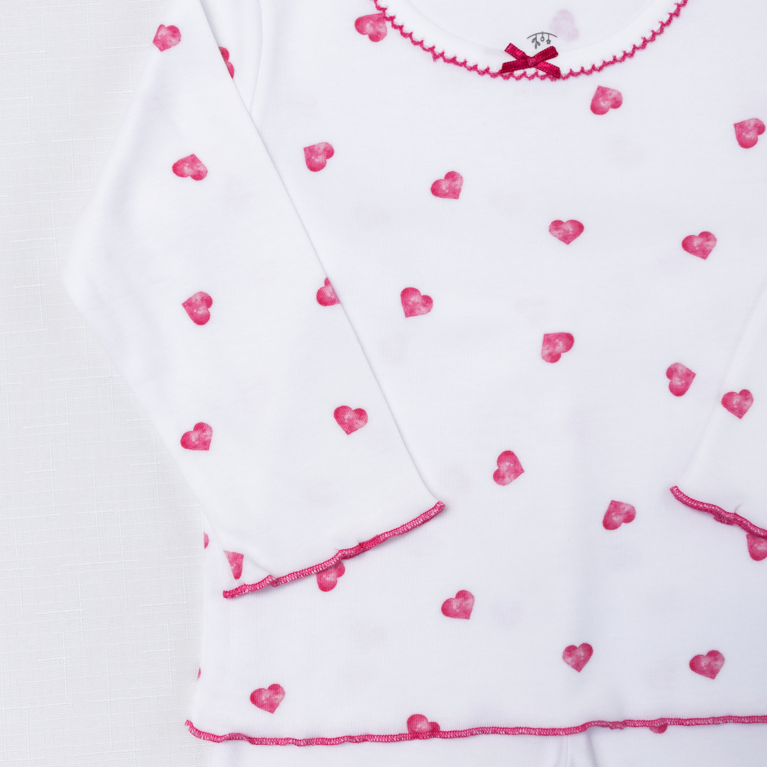 Pink Heart Trim Pyjamas