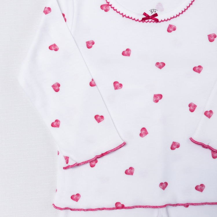 Pink Heart Trim Pyjamas